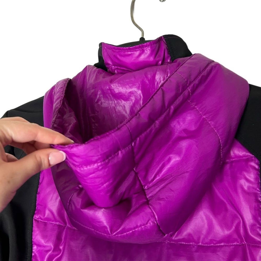 Free Country Fuchsia Pink and Black Puffer Jacket Hooded Women’s Size Large - Picture 8 of 11